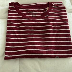 American Eagle Outfitters Maroon and White Striped Tee